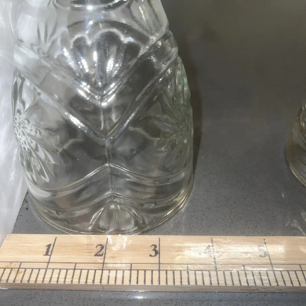 2 Clear Cut Glass Daisy Light Fixture Fan Replacement Shade Globe Bell Shape